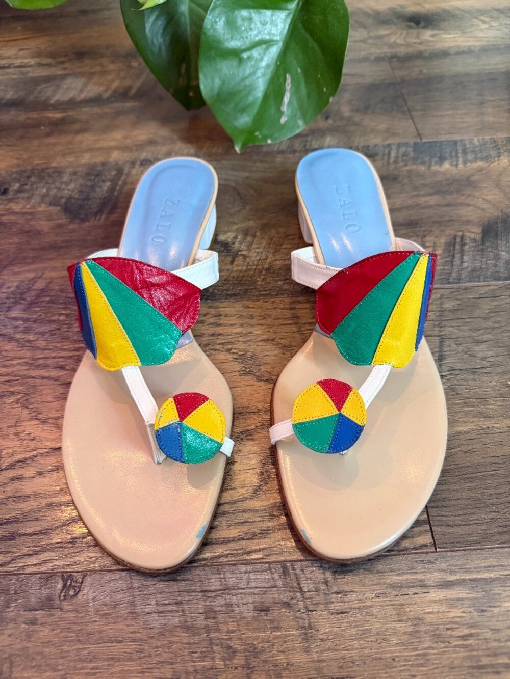 VTG NWOT Zalo Rare Playa Leather Sandals Sz 9 Maximalist Dopamine Tomato Girl